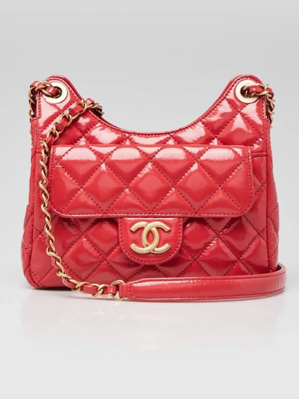 Chanel Pink Quilted Glazed Leather Small Wavy Hobo Bag